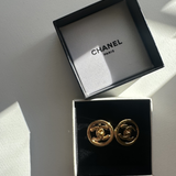 Chanel 1997 Coco Turn-Lock Circle Clip-On Earrings