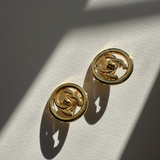 Chanel 1997 Coco Turn-Lock Circle Clip-On Earrings