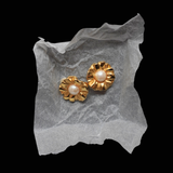 Givenchy 1980's Rare Gold Flower Pearl Cabochon Clip On Earrings