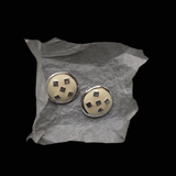 Givenchy 1980s–1990s Round White & Silver Tone Clip On Earrings