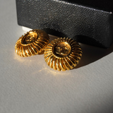 Chanel 1980's - CC Sunburst Medallion Gold Plated Clip-On Earrings