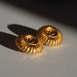 Chanel 1980's - CC Sunburst Medallion Gold Plated Clip-On Earrings