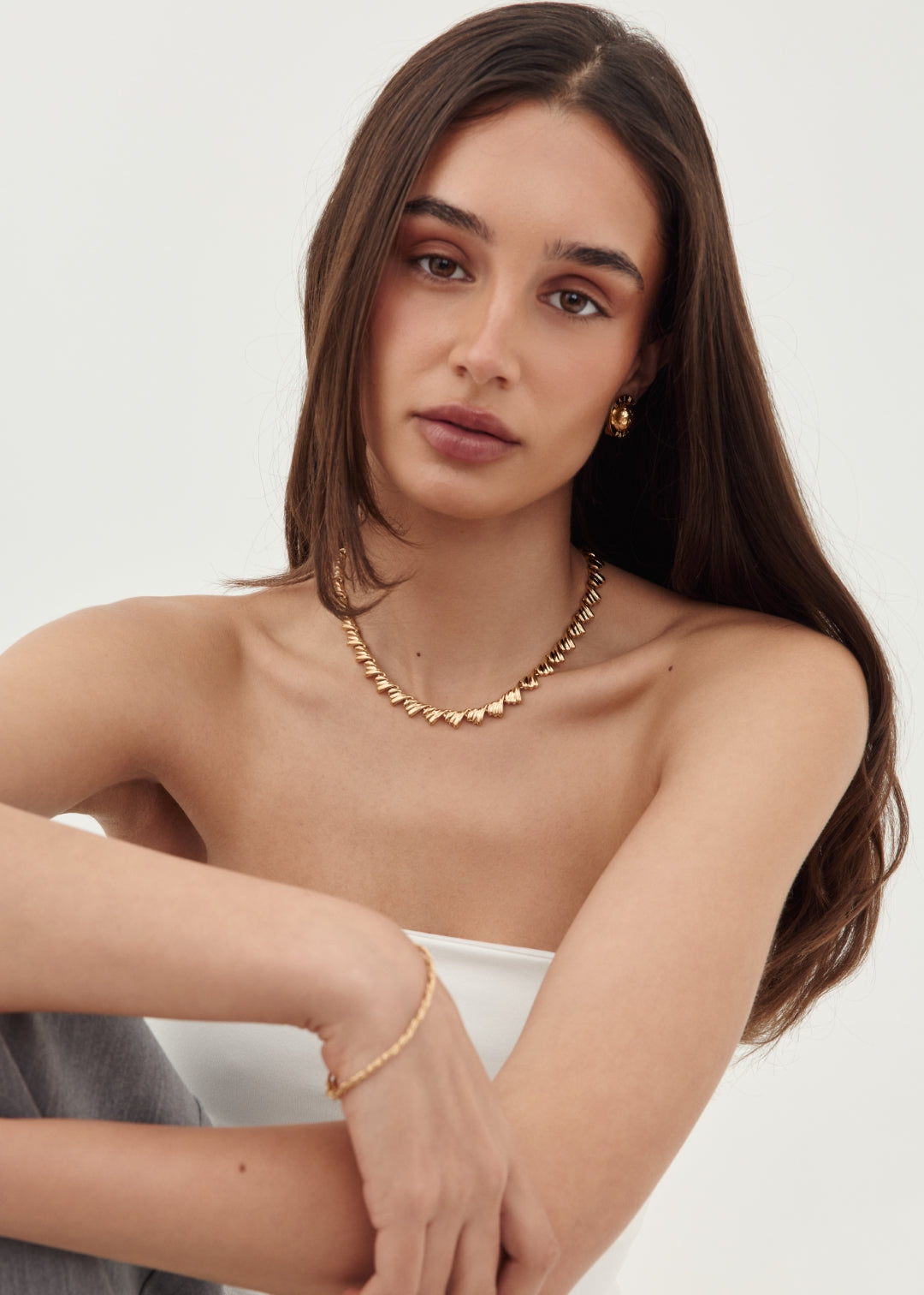 Gold Necklace on model