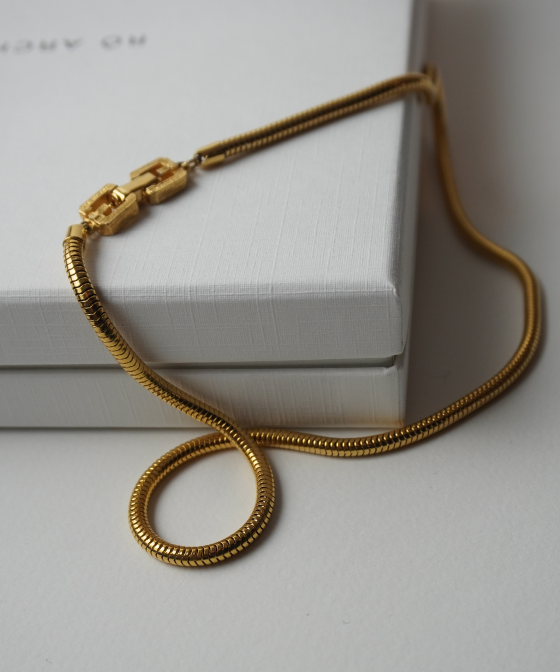 Givenchy 1980's Gold Plated Snake Chain Necklace