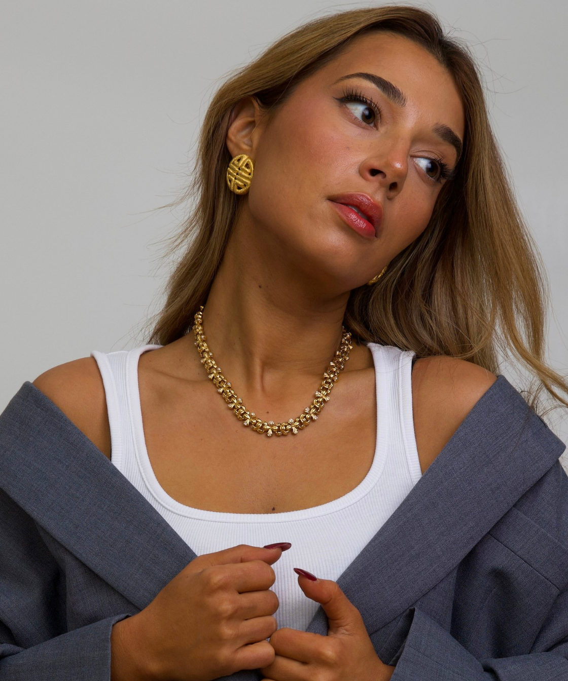 Nina Ricci 1980's Convertible Cross & CC Link Choker Necklace