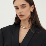 Givenchy 1970's Sculptural Two-Tone Tubogas Collar Necklace