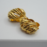 Yves Saint Laurent 1980s Gold Swirl Dome Clip-On Earrings