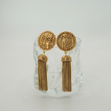 Sculptural 1980's-1990's Woven Dome Drop Tassel Earrings