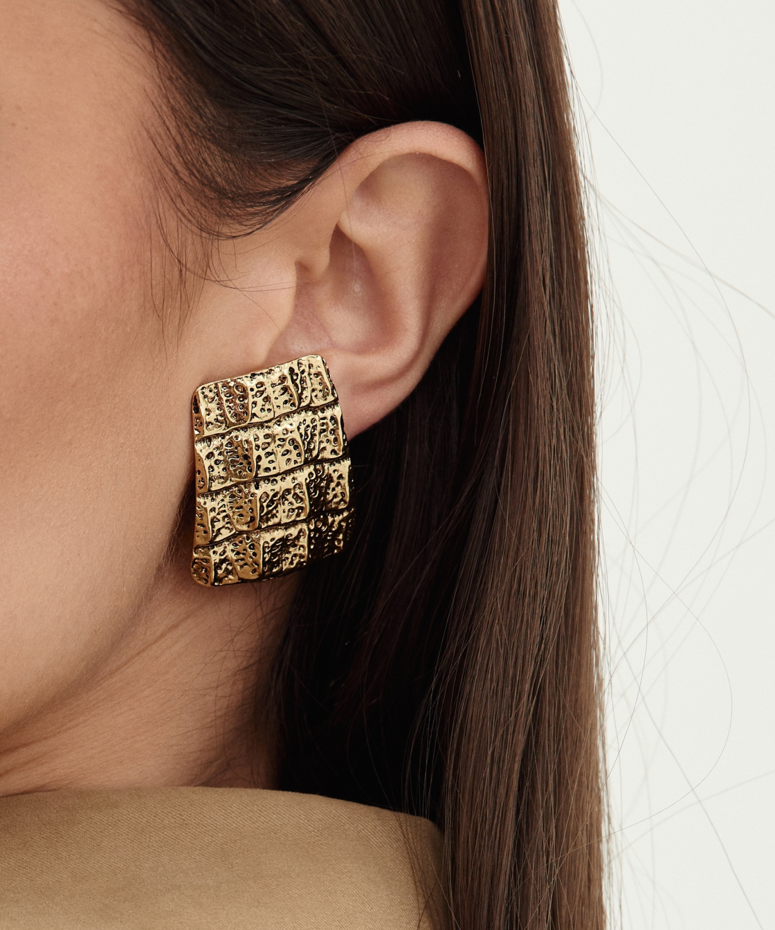 Yves Saint Laurent YSL Croco-Embossed Clip-On Earrings 1980s Goossens