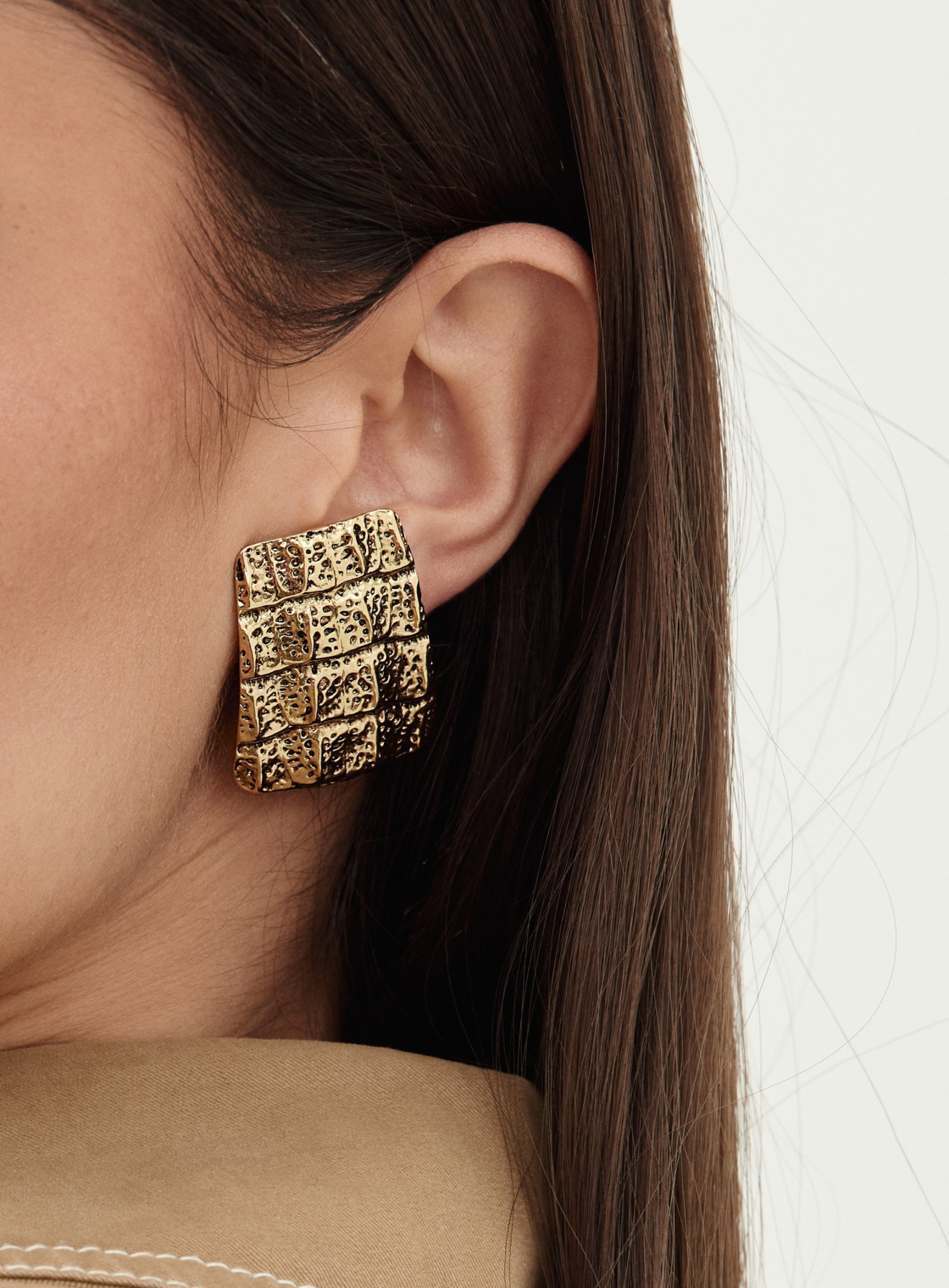 Yves Saint Laurent YSL Croco-Embossed Clip-On Earrings 1980s Goossens