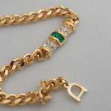 Christian Dior 1970's Rhinestones, Gold-Plated Curb Chain Bracelet