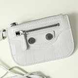 Balenciaga 2022 Ivory Le Cagole Croc-Embossed Coin Purse